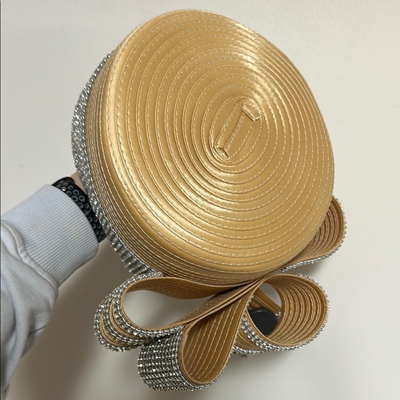 Gold and Silver Statement hat with Crystal Embellishments - Picture 2 of 5